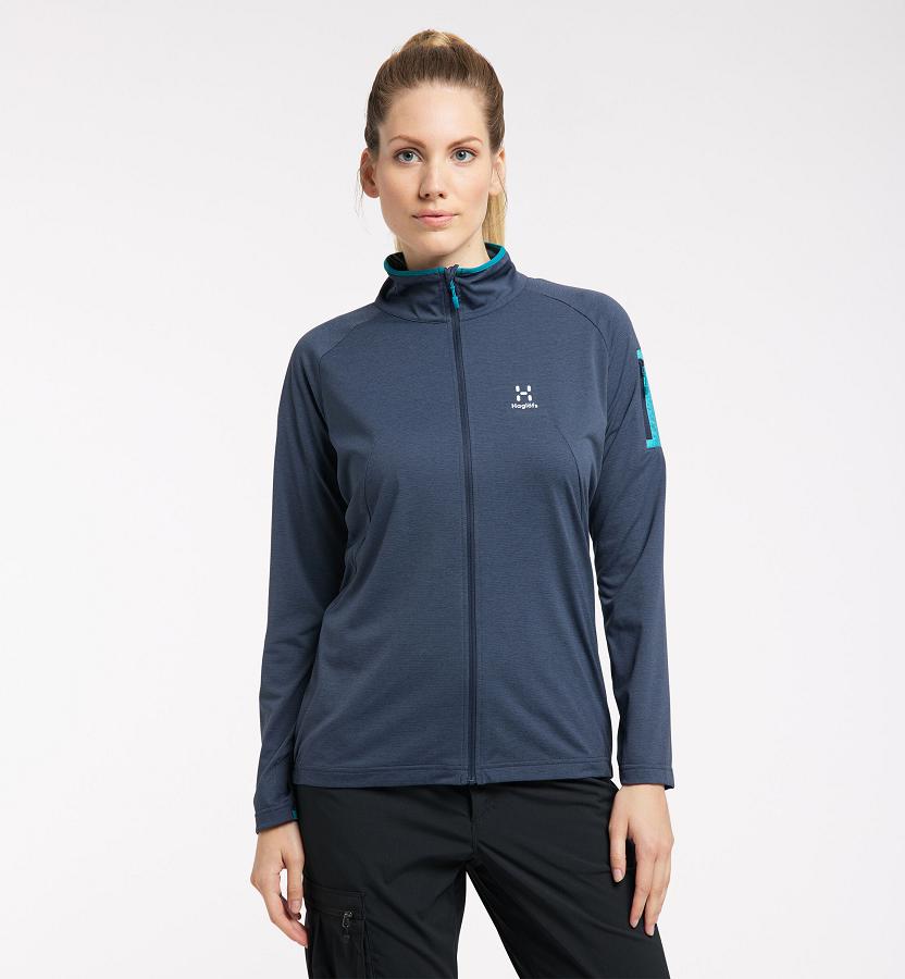 Haglöfs Womens Mirre Mid Layer Blue New Zealand 64872FANQ